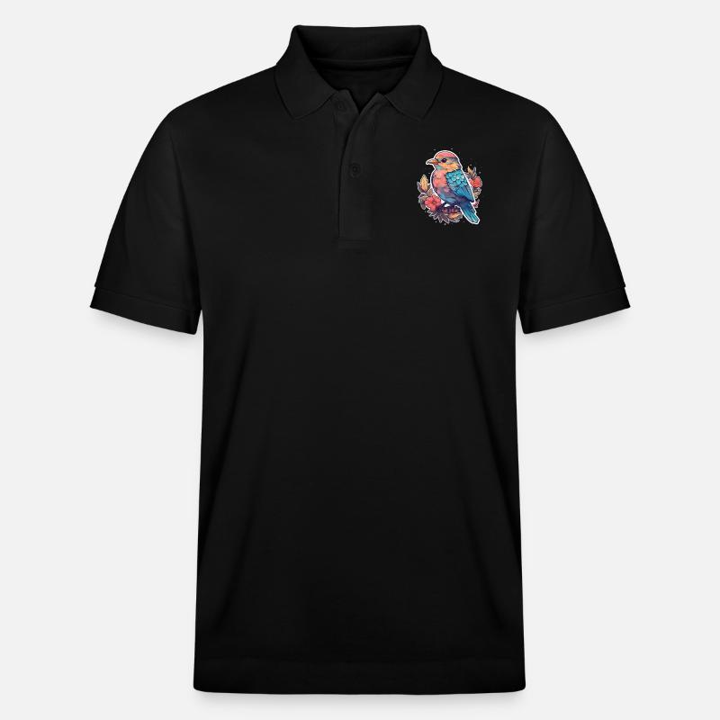 Vogel Blumen - Stanley/Stella Unisex Bio-Poloshirt PREPSTER - Schwarz