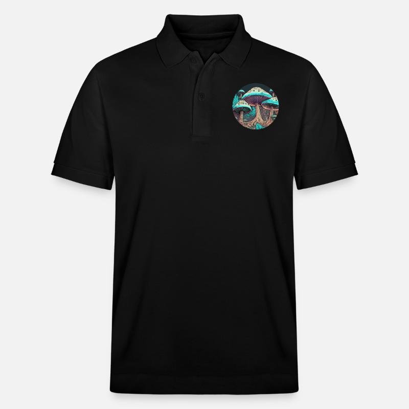 Jungle de champignons psychédéliques - Polo PREPSTER bio Stanley/Stella Unisexe - noir