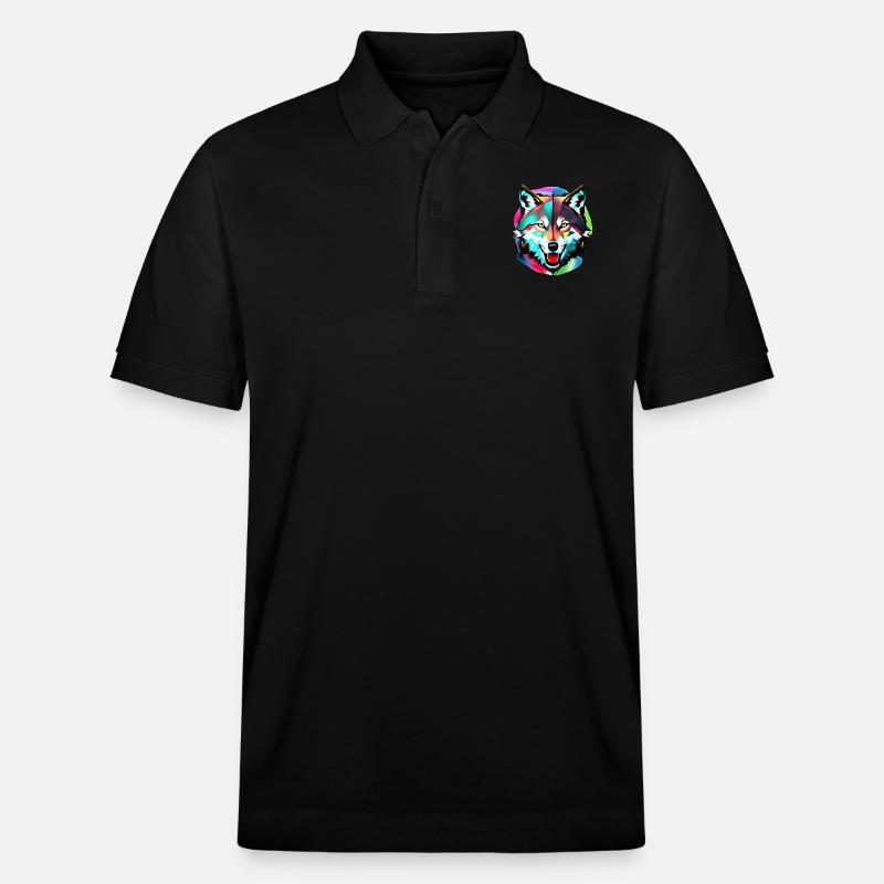 Bunter Wolf - Stanley/Stella Unisex Bio-Poloshirt PREPSTER - Schwarz