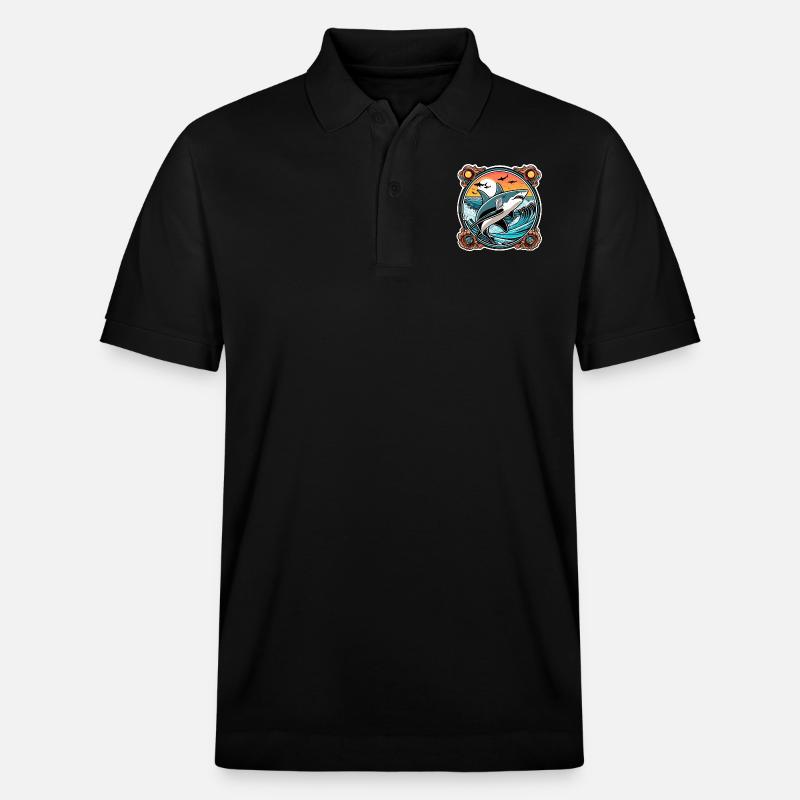 requin et coucher de soleil - Polo PREPSTER bio Stanley/Stella Unisexe - noir