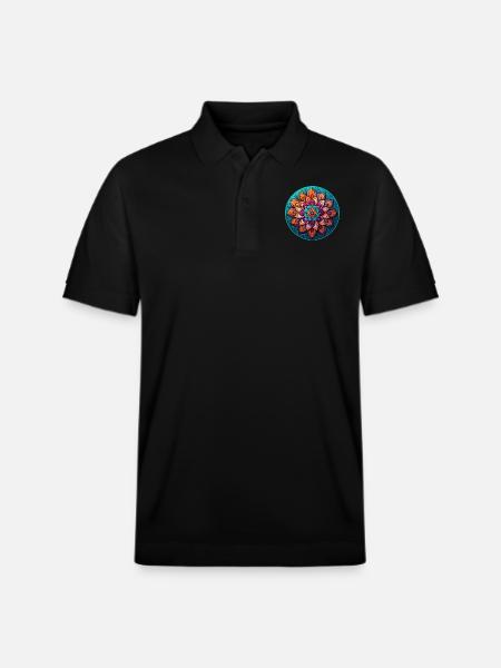 Mandala Blossom Relaxation - Stanley/Stella Unisex Organic Polo Shirt PREPSTER - black