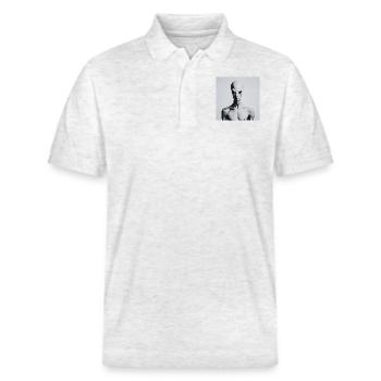 Astrophysik Spiritualität - Stanley/Stella Unisex Bio-Poloshirt PREPSTER - Weiß meliert - Vorne - Roxy (174cm) & Andy (188cm)