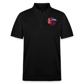Siamesischer Kampffisch - Stanley/Stella Unisex Bio-Poloshirt PREPSTER - Schwarz - Vorne - Roxy (174cm) & Andy (188cm)
