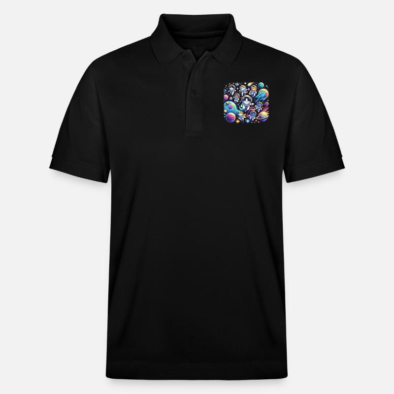 Kosmische Kätzchen-Expedition - Stanley/Stella Unisex Bio-Poloshirt PREPSTER - Schwarz