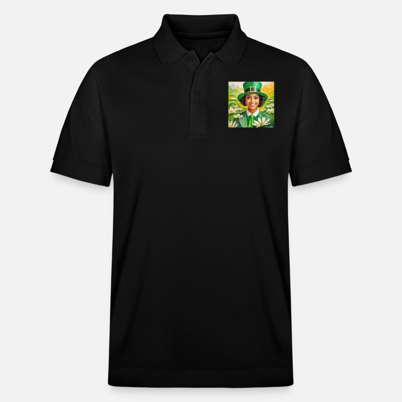 image saint patrick - Polo PREPSTER bio Stanley/Stella Unisexe - noir
