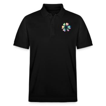 Saint Patrick's Buntes glänzendes Kleeblatt - Stanley/Stella Unisex Bio-Poloshirt PREPSTER - Schwarz - Vorne - Roxy (174cm) & Andy (188cm)