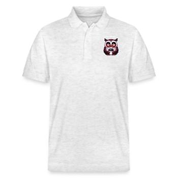 Hibou a trop dormi avec du café - Polo PREPSTER bio Stanley/Stella Unisexe - blanc chiné - Devant - Roxy (174cm) & Andy (188cm)