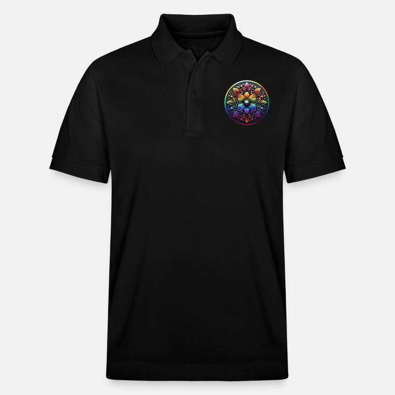 Mechanical Rainbow Flower 2 - Stanley/Stella Unisex Bio-Poloshirt PREPSTER - Schwarz