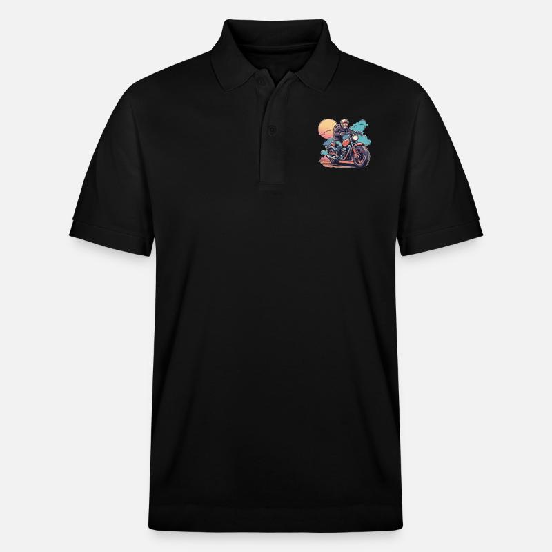 Motorradfahrer rotes Motorrad - Stanley/Stella Unisex Bio-Poloshirt PREPSTER - Schwarz