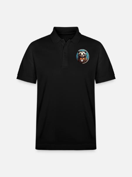 Funny Panda Bear - Stanley/Stella Unisex Organic Polo Shirt PREPSTER - black