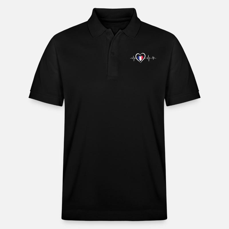 Herzschlag Frankreich - Stanley/Stella Unisex Bio-Poloshirt PREPSTER - Schwarz