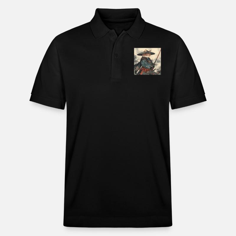 Chat Samouraï Japon Ukiyo-E - Polo PREPSTER bio Stanley/Stella Unisexe - noir