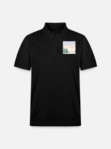 Winter Wonderland Snowy Landscape - Stanley/Stella Unisex Organic Polo Shirt PREPSTER - black