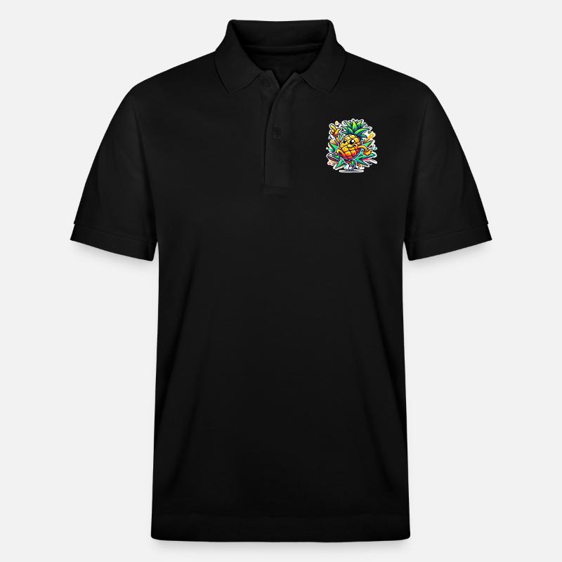 cheerful pineapple - Stanley/Stella Unisex Organic Polo Shirt PREPSTER - black