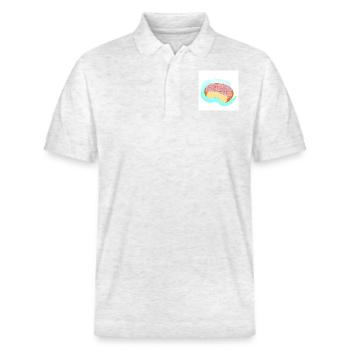 Beignet de glaçage rose - Polo PREPSTER bio Stanley/Stella Unisexe - blanc chiné - Devant - Roxy (174cm) & Andy (188cm)