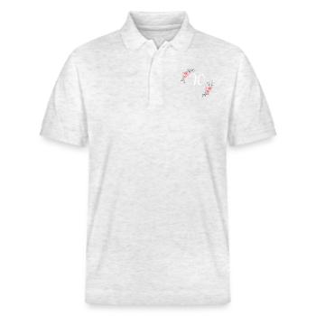 Rosa Blumenbuchstabe w - Stanley/Stella Unisex Bio-Poloshirt PREPSTER - Weiß meliert - Vorne - Roxy (174cm) & Andy (188cm)