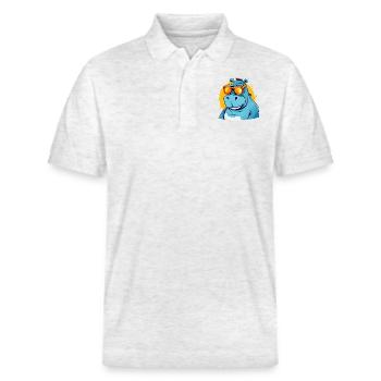 Bob das Nilpferd - Stanley/Stella Unisex Bio-Poloshirt PREPSTER - Weiß meliert - Vorne - Roxy (174cm) & Andy (188cm)