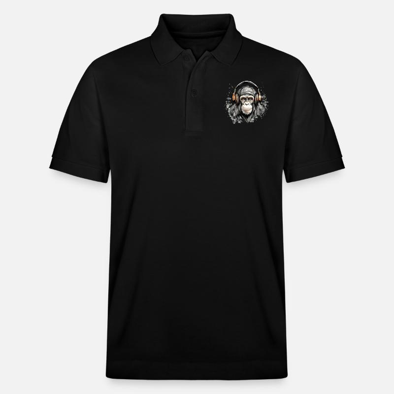 Rito, der audiophile Affe - Stanley/Stella Unisex Bio-Poloshirt PREPSTER - Schwarz