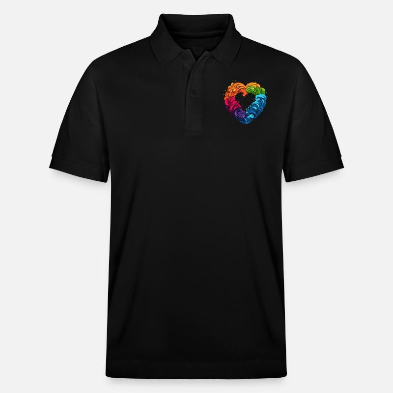 LGBTQIA+ Regenbogenherz - Stanley/Stella Unisex Bio-Poloshirt PREPSTER - Schwarz