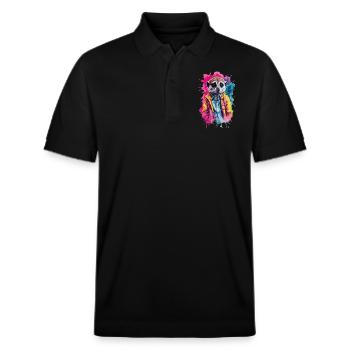 Surikat Bunt in Aquarell, Neon. Illustration - Stanley/Stella Unisex Bio-Poloshirt PREPSTER - Schwarz - Vorne - Roxy (174cm) & Andy (188cm)