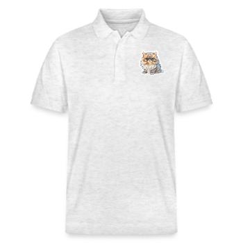 Persian cat chubby - Stanley/Stella Unisex Organic Polo Shirt PREPSTER - heather white - Front - Roxy (174cm) & Andy (188cm)