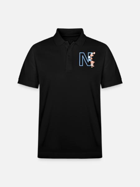 Blue Letter n Bear - Stanley/Stella Unisex Organic Polo Shirt PREPSTER - black