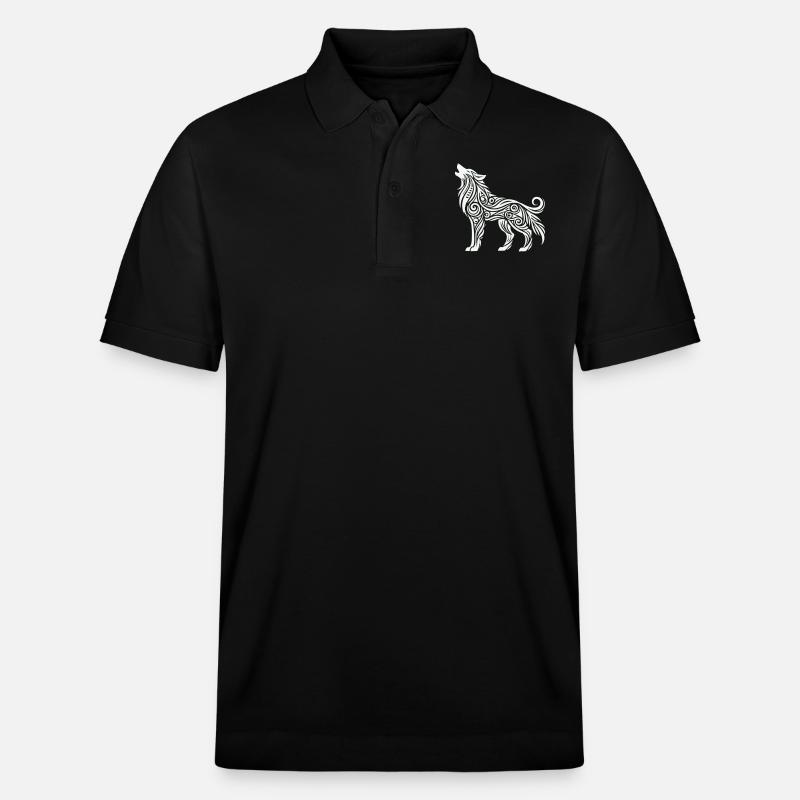 Loup Tribal Animal - Polo PREPSTER bio Stanley/Stella Unisexe - noir