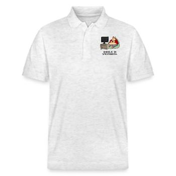Daddeln im Speckmantel - Stanley/Stella Unisex Bio-Poloshirt PREPSTER - Weiß meliert - Vorne - Roxy (174cm) & Andy (188cm)