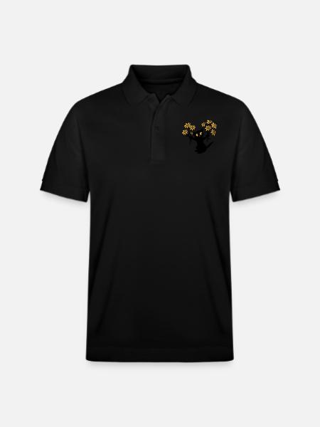 Le chat aux fleurs - Polo PREPSTER bio Stanley/Stella Unisexe - noir