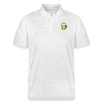Pixel beer mug - Stanley/Stella Unisex Organic Polo Shirt PREPSTER - heather white - Front - Roxy (174cm) & Andy (188cm)