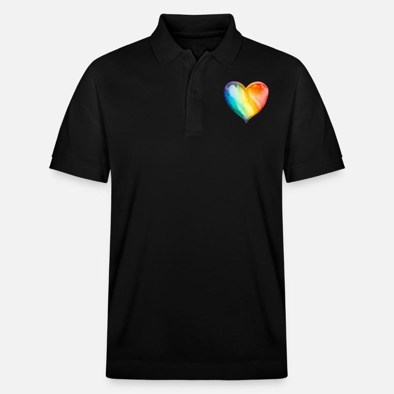 Regenbogen-Herz - Stanley/Stella Unisex Bio-Poloshirt PREPSTER - Schwarz