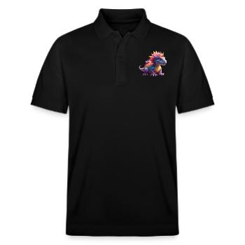 Dinosaurs, for individual text, design - Stanley/Stella Unisex Organic Polo Shirt PREPSTER - black - Front - Roxy (174cm) & Andy (188cm)