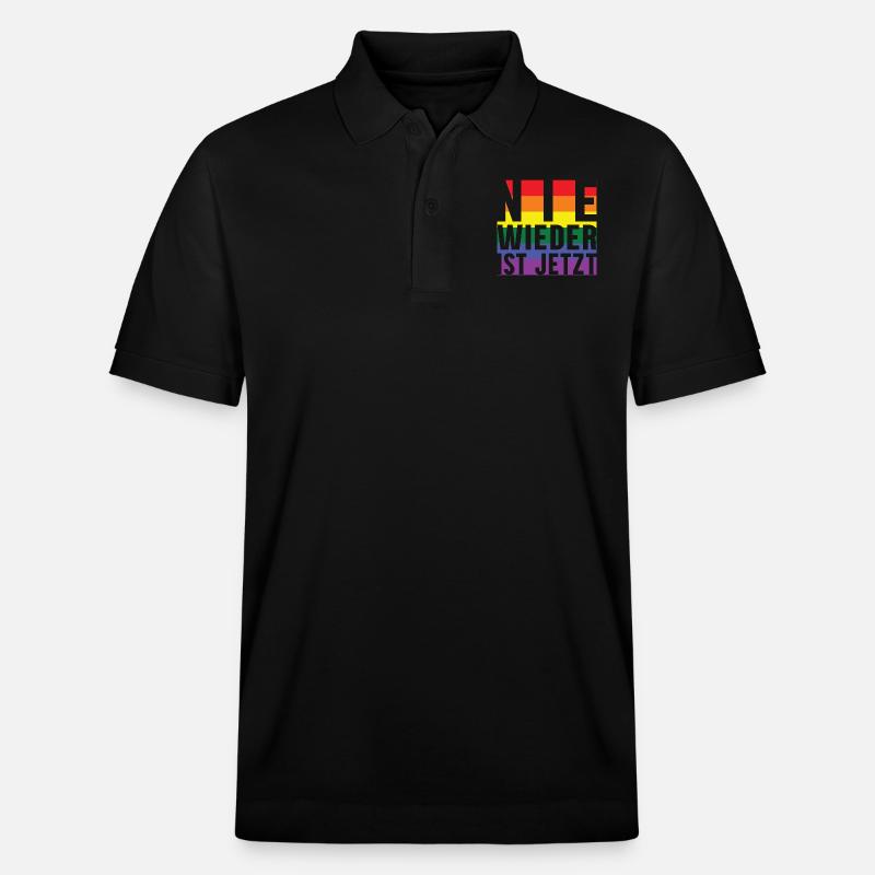 Plus jamais le lettrage Pride - Polo PREPSTER bio Stanley/Stella Unisexe - noir