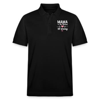 Stolze IVF-Mama in der Entstehung - Stanley/Stella Unisex Bio-Poloshirt PREPSTER - Schwarz - Vorne - Roxy (174cm) & Andy (188cm)