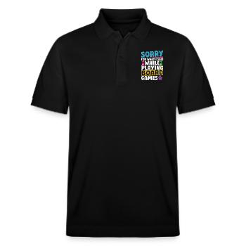 Spielen von Brettspielen Brettspiel Game - Stanley/Stella Unisex Bio-Poloshirt PREPSTER - Schwarz - Vorne - Roxy (174cm) & Andy (188cm)