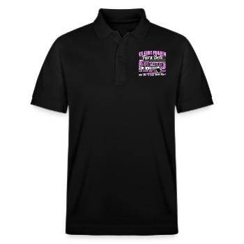 Frau Frauen zum Bier trinken - Stanley/Stella Unisex Bio-Poloshirt PREPSTER - Schwarz - Vorne - Roxy (174cm) & Andy (188cm)