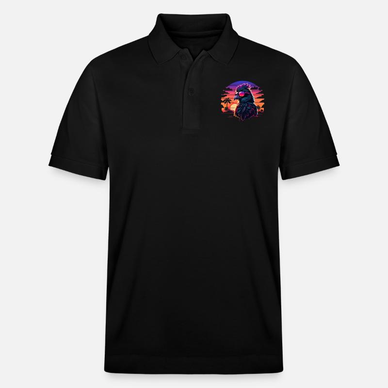 Synthwave Bird Sunset - Stanley/Stella Unisex Bio-Poloshirt PREPSTER - Schwarz
