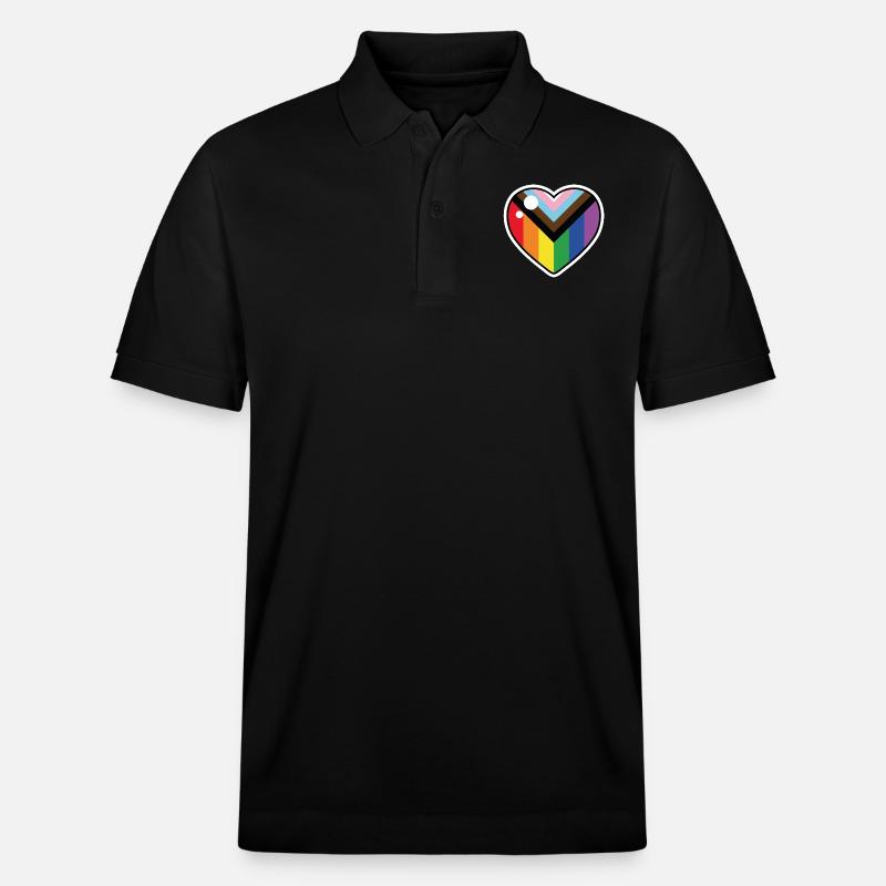 Herz (Progress Pride Flagge) - Stanley/Stella Unisex Bio-Poloshirt PREPSTER - Schwarz