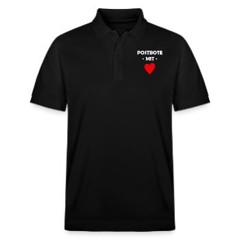 Postbote mit Herz - Post - Stanley/Stella Unisex Bio-Poloshirt PREPSTER - Schwarz - Vorne - Roxy (174cm) & Andy (188cm)