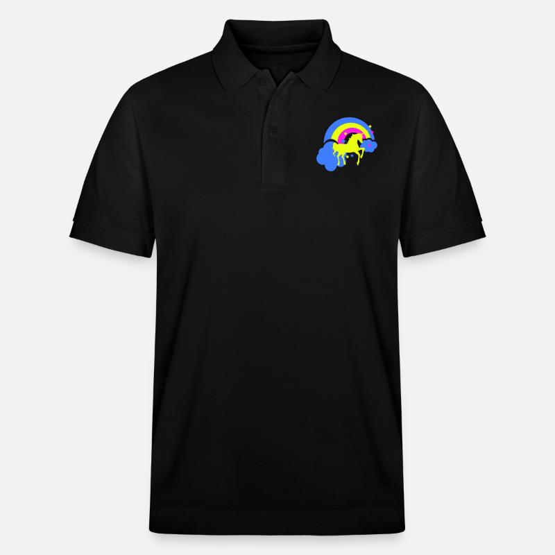 einhorn regenbogen - Stanley/Stella Unisex Bio-Poloshirt PREPSTER - Schwarz