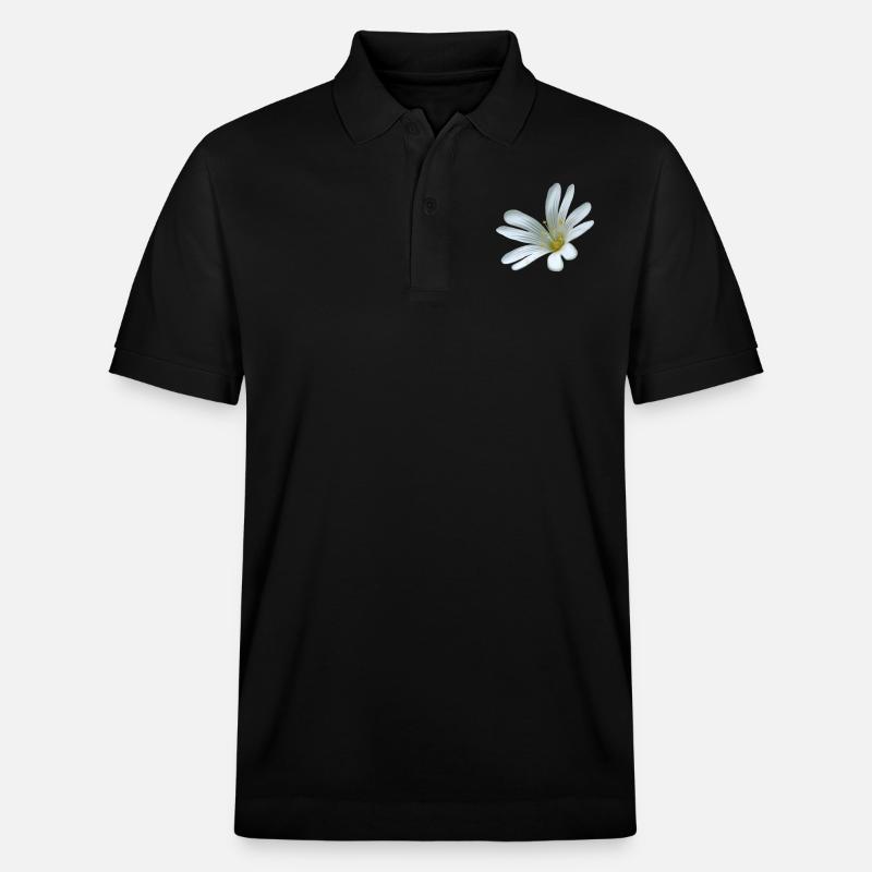 weiße Blume Sternmiere - Stanley/Stella Unisex Bio-Poloshirt PREPSTER - Schwarz