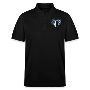 Van Gogh Katzen starren auf die sternenklaren Nachtsterne - Stanley/Stella Unisex Bio-Poloshirt PREPSTER - Schwarz - Vorne - Roxy (174cm) & Andy (188cm)