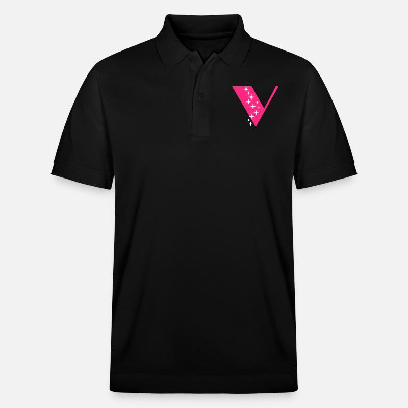 Buchstabe V Glitzer - Stanley/Stella Unisex Bio-Poloshirt PREPSTER - Schwarz