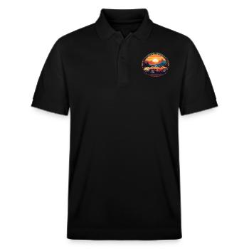 Oldtimer Sonnenuntergang - Stanley/Stella Unisex Bio-Poloshirt PREPSTER - Schwarz - Vorne - Roxy (174cm) & Andy (188cm)