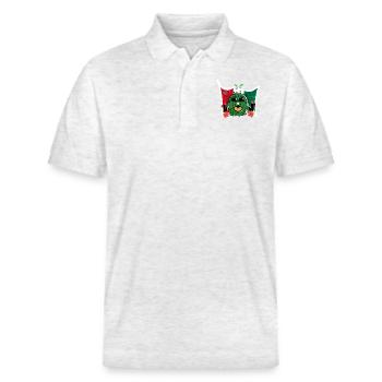 Cactus drôle avec drapeau du Mexique - Polo PREPSTER bio Stanley/Stella Unisexe - blanc chiné - Devant - Roxy (174cm) & Andy (188cm)