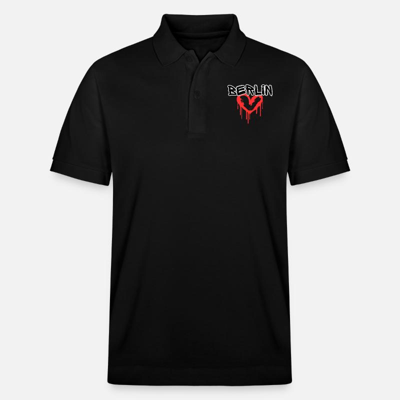 Berlin Graffiti Coeur - Polo PREPSTER bio Stanley/Stella Unisexe - noir