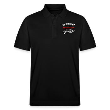 Bestatterin Leichenbestatterin Bestattung - Stanley/Stella Unisex Bio-Poloshirt PREPSTER - Schwarz - Vorne - Roxy (174cm) & Andy (188cm)