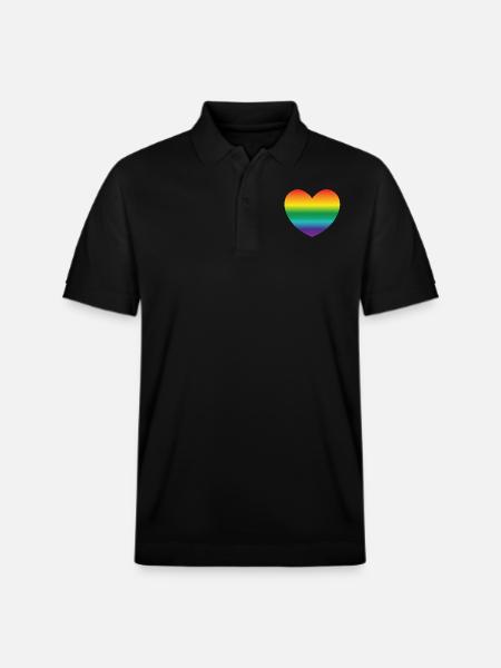 Herz in Regenbogenfarben - Stanley/Stella Unisex Bio-Poloshirt PREPSTER - Schwarz