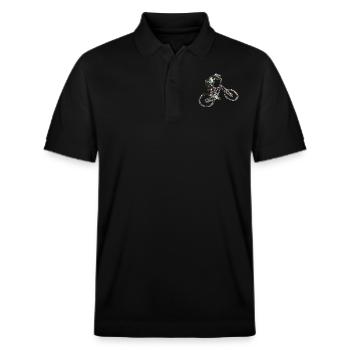 MTB-Abfahrt - Stanley/Stella Unisex Bio-Poloshirt PREPSTER - Schwarz - Vorne - Roxy (174cm) & Andy (188cm)