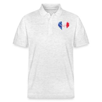 Drapeau français - bleu blanc rouge - Polo PREPSTER bio Stanley/Stella Unisexe - blanc chiné - Devant - Roxy (174cm) & Andy (188cm)